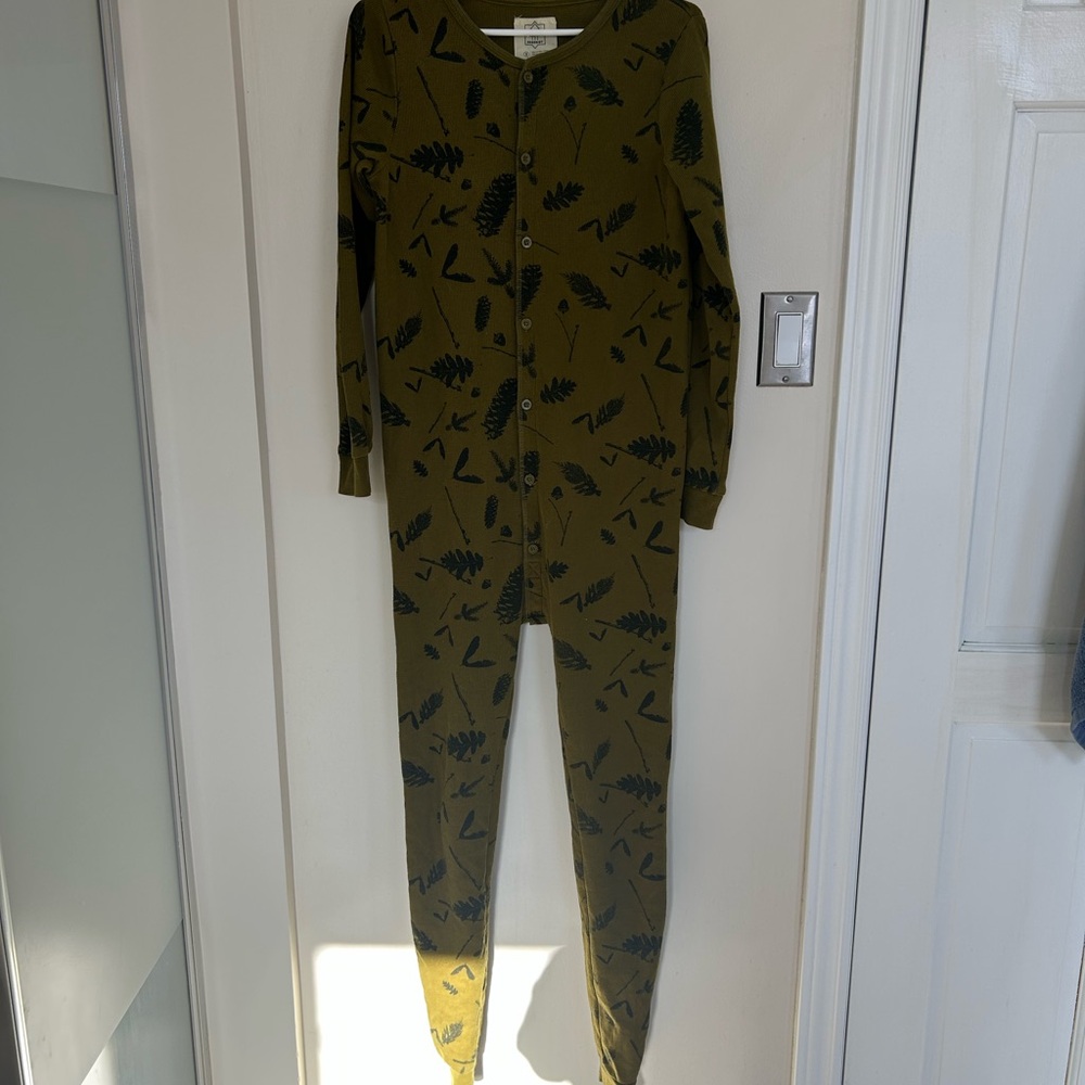 Unisex Leaf Print Pajama Onesie